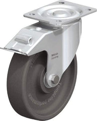 Blickle - 8" Diam x 2" Wide x 9-1/4" OAH Top Plate Mount Swivel Caster with Brake - Heat-Resistant Nylon, 770 Lb Capacity, Ball Bearing, 5-1/2 x 4-3/8" Plate - USA Tool & Supply