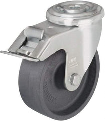 Blickle - 4" Diam x 1-3/16" Wide x 4-59/64" OAH Hollow Kingpin Mount Swivel Caster with Brake - Heat-Resistant Nylon, 330 Lb Capacity, Plain Bore Bearing, Hollow Kingpin Stem - USA Tool & Supply
