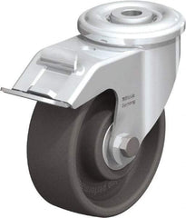 Blickle - 4" Diam x 1-1/2" Wide x 4-59/64" OAH Hollow Kingpin Mount Swivel Caster with Brake - Heat-Resistant Nylon, 330 Lb Capacity, Ball Bearing, Hollow Kingpin Stem - USA Tool & Supply
