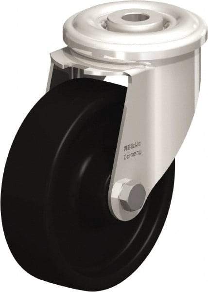 Blickle - 4" Diam x 1-3/16" Wide x 4-59/64" OAH Hollow Kingpin Mount Swivel Caster - Heat-Resistant Phenolic Resin, 275 Lb Capacity, Plain Bore Bearing, Hollow Kingpin Stem - USA Tool & Supply