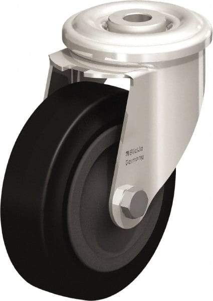 Blickle - 4" Diam x 1-3/16" Wide x 4-59/64" OAH Hollow Kingpin Mount Swivel Caster - Heat-Resistant Solid Rubber, 220 Lb Capacity, Plain Bore Bearing, Hollow Kingpin Stem - USA Tool & Supply