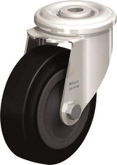 Blickle - 4" Diam x 1-3/16" Wide x 4-59/64" OAH Hollow Kingpin Mount Swivel Caster - Heat-Resistant Solid Rubber, 220 Lb Capacity, Plain Bore Bearing, Hollow Kingpin Stem - USA Tool & Supply
