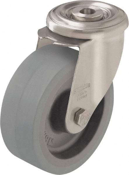 Blickle - 5" Diam x 1-9/16" Wide x 5-7/8" OAH Hollow Kingpin Mount Swivel Caster - Heat-Resistant Silicone Rubber, 264 Lb Capacity, Plain Bore Bearing, Hollow Kingpin Stem - USA Tool & Supply