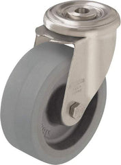 Blickle - 5" Diam x 1-9/16" Wide x 5-7/8" OAH Hollow Kingpin Mount Swivel Caster - Heat-Resistant Silicone Rubber, 264 Lb Capacity, Plain Bore Bearing, Hollow Kingpin Stem - USA Tool & Supply