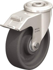 Blickle - 5" Diam x 1-9/16" Wide x 5-7/8" OAH Hollow Kingpin Mount Swivel Caster with Brake - Heat-Resistant Nylon, 330 Lb Capacity, Ball Bearing, Hollow Kingpin Stem - USA Tool & Supply