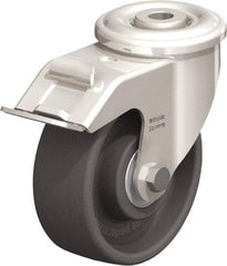 Blickle - 4" Diam x 1-1/2" Wide x 4-59/64" OAH Hollow Kingpin Mount Swivel Caster with Brake - Heat-Resistant Nylon, 330 Lb Capacity, Ball Bearing, Hollow Kingpin Stem - USA Tool & Supply