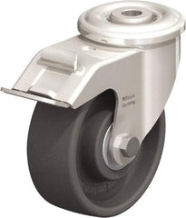 Blickle - 4" Diam x 1-1/2" Wide x 4-59/64" OAH Hollow Kingpin Mount Swivel Caster with Brake - Heat-Resistant Nylon, 330 Lb Capacity, Ball Bearing, Hollow Kingpin Stem - USA Tool & Supply