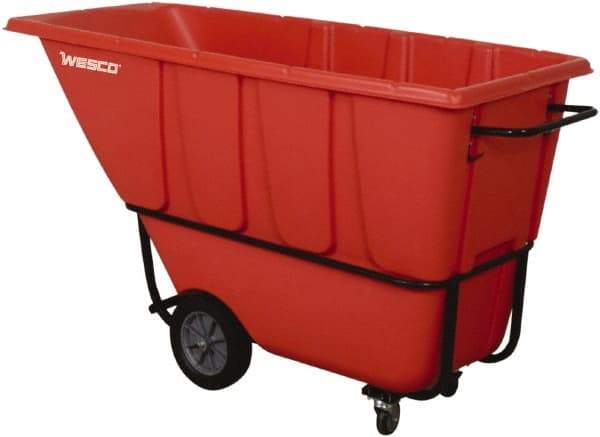 Wesco Industrial Products - 1,250 Lb Load Capacity, 1 Cu Yd, Polyethylene Tilt Truck - 32" Wide x 72-3/4" Long x 37" High, Red - USA Tool & Supply