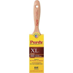 Purdy - 2" Flat Synthetic Trim Brush - 2-11/16" Bristle Length, 2-11/16" Wood Beavertail Handle - USA Tool & Supply
