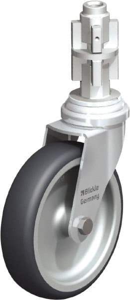 Blickle - 4" Diam x 63/64" Wide x 4-7/8" OAH Metal Expander Mount Swivel Caster - Rubber Elastomer (TPE), 154 Lb Capacity, Plain Bore Bearing, Metal Expander Stem - USA Tool & Supply