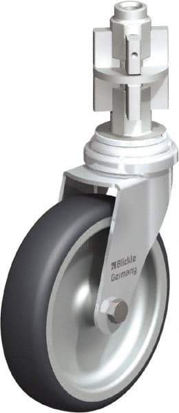 Blickle - 4" Diam x 63/64" Wide x 4-7/8" OAH Metal Expander Mount Swivel Caster - Rubber Elastomer (TPE), 154 Lb Capacity, Plain Bore Bearing, Metal Expander Stem - USA Tool & Supply