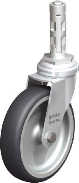 Blickle - 4" Diam x 63/64" Wide x 4-7/8" OAH Metal Expander Mount Swivel Caster - Rubber Elastomer (TPE), 154 Lb Capacity, Plain Bore Bearing, Metal Expander Stem - USA Tool & Supply