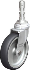 Blickle - 4" Diam x 63/64" Wide x 4-7/8" OAH Metal Expander Mount Swivel Caster - Rubber Elastomer (TPE), 154 Lb Capacity, Plain Bore Bearing, Metal Expander Stem - USA Tool & Supply