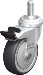 Blickle - 3" Diam x 63/64" Wide x 3-55/64" OAH Stem Mount Swivel Caster with Brake - Rubber Elastomer (TPE), 165 Lb Capacity, Ball Bearing, Friction Stem - USA Tool & Supply