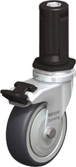 Blickle - 3" Diam x 63/64" Wide x 4" OAH Stem Mount Swivel Caster with Brake - Rubber Elastomer (TPE), 165 Lb Capacity, Ball Bearing, Round Stem - USA Tool & Supply