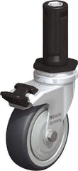 Blickle - 3" Diam x 63/64" Wide x 4" OAH Stem Mount Swivel Caster with Brake - Rubber Elastomer (TPE), 165 Lb Capacity, Ball Bearing, Round Stem - USA Tool & Supply