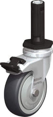 Blickle - 3" Diam x 63/64" Wide x 4" OAH Stem Mount Swivel Caster with Brake - Rubber Elastomer (TPE), 165 Lb Capacity, Ball Bearing, Round Stem - USA Tool & Supply