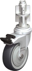 Blickle - 3" Diam x 63/64" Wide x 4" OAH Metal Expander Mount Swivel Caster with Brake - Rubber Elastomer (TPE), 165 Lb Capacity, Ball Bearing, Metal Expander Stem - USA Tool & Supply