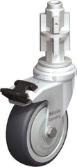 Blickle - 3" Diam x 63/64" Wide x 4" OAH Metal Expander Mount Swivel Caster with Brake - Rubber Elastomer (TPE), 165 Lb Capacity, Ball Bearing, Metal Expander Stem - USA Tool & Supply