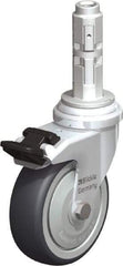 Blickle - 3" Diam x 63/64" Wide x 4" OAH Metal Expander Mount Swivel Caster with Brake - Rubber Elastomer (TPE), 165 Lb Capacity, Ball Bearing, Metal Expander Stem - USA Tool & Supply
