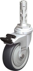 Blickle - 3" Diam x 63/64" Wide x 4" OAH Metal Expander Mount Swivel Caster with Brake - Rubber Elastomer (TPE), 165 Lb Capacity, Ball Bearing, Metal Expander Stem - USA Tool & Supply