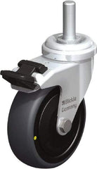 Blickle - 3" Diam x 63/64" Wide x 3-27/32" OAH Stem Mount Swivel Caster with Brake - Rubber Elastomer (TPE), 110 Lb Capacity, Ball Bearing, 3/8 x 1-13/16" Threaded Stem - USA Tool & Supply