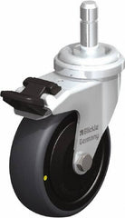 Blickle - 3" Diam x 63/64" Wide x 3-27/32" OAH Stem Mount Swivel Caster with Brake - Rubber Elastomer (TPE), 110 Lb Capacity, Ball Bearing, Friction Stem - USA Tool & Supply