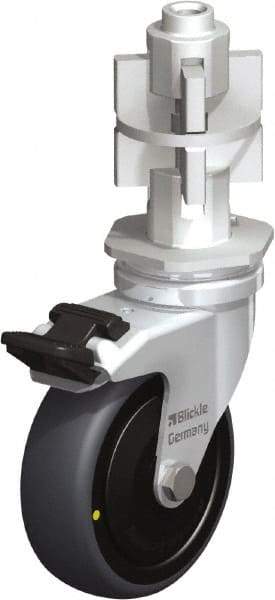 Blickle - 3" Diam x 63/64" Wide x 4" OAH Metal Expander Mount Swivel Caster with Brake - Rubber Elastomer (TPE), 110 Lb Capacity, Ball Bearing, Metal Expander Stem - USA Tool & Supply