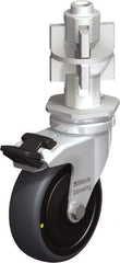 Blickle - 3" Diam x 63/64" Wide x 4" OAH Metal Expander Mount Swivel Caster with Brake - Rubber Elastomer (TPE), 110 Lb Capacity, Ball Bearing, Metal Expander Stem - USA Tool & Supply