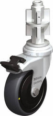 Blickle - 3" Diam x 63/64" Wide x 4" OAH Metal Expander Mount Swivel Caster with Brake - Rubber Elastomer (TPE), 110 Lb Capacity, Ball Bearing, Metal Expander Stem - USA Tool & Supply