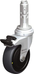Blickle - 3" Diam x 63/64" Wide x 4" OAH Metal Expander Mount Swivel Caster with Brake - Rubber Elastomer (TPE), 110 Lb Capacity, Ball Bearing, Metal Expander Stem - USA Tool & Supply