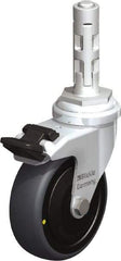 Blickle - 3" Diam x 63/64" Wide x 4" OAH Metal Expander Mount Swivel Caster with Brake - Rubber Elastomer (TPE), 110 Lb Capacity, Ball Bearing, Metal Expander Stem - USA Tool & Supply