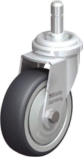 Blickle - 3" Diam x 63/64" Wide x 3-55/64" OAH Stem Mount Swivel Caster - Rubber Elastomer (TPE), 165 Lb Capacity, Ball Bearing, Friction Stem - USA Tool & Supply
