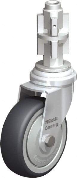 Blickle - 3" Diam x 63/64" Wide x 4" OAH Metal Expander Mount Swivel Caster - Rubber Elastomer (TPE), 165 Lb Capacity, Ball Bearing, Metal Expander Stem - USA Tool & Supply