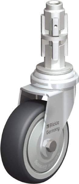 Blickle - 3" Diam x 63/64" Wide x 4" OAH Metal Expander Mount Swivel Caster - Rubber Elastomer (TPE), 165 Lb Capacity, Ball Bearing, Metal Expander Stem - USA Tool & Supply
