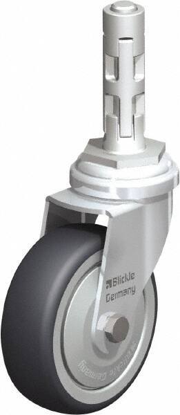 Blickle - 3" Diam x 63/64" Wide x 4" OAH Metal Expander Mount Swivel Caster - Rubber Elastomer (TPE), 165 Lb Capacity, Ball Bearing, Metal Expander Stem - USA Tool & Supply