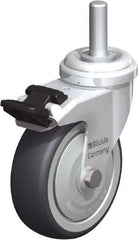 Blickle - 3" Diam x 63/64" Wide x 3-27/32" OAH Stem Mount Swivel Caster with Brake - Rubber Elastomer (TPE), 165 Lb Capacity, Ball Bearing, 3/8 x 1-13/16" Threaded Stem - USA Tool & Supply