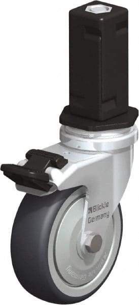 Blickle - 3" Diam x 63/64" Wide x 4" OAH Stem Mount Swivel Caster with Brake - Rubber Elastomer (TPE), 165 Lb Capacity, Ball Bearing, Square Stem - USA Tool & Supply