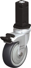 Blickle - 3" Diam x 63/64" Wide x 4" OAH Stem Mount Swivel Caster with Brake - Rubber Elastomer (TPE), 165 Lb Capacity, Ball Bearing, Square Stem - USA Tool & Supply