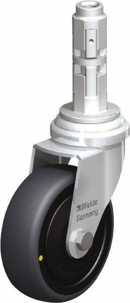 Blickle - 3" Diam x 63/64" Wide x 4" OAH Metal Expander Mount Swivel Caster - Rubber Elastomer (TPE), 110 Lb Capacity, Ball Bearing, Metal Expander Stem - USA Tool & Supply