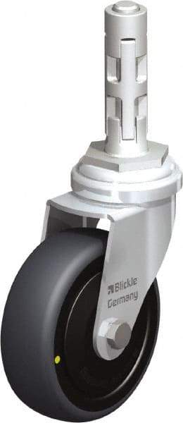 Blickle - 3" Diam x 63/64" Wide x 4" OAH Metal Expander Mount Swivel Caster - Rubber Elastomer (TPE), 110 Lb Capacity, Ball Bearing, Metal Expander Stem - USA Tool & Supply