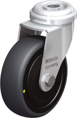 Blickle - 3" Diam x 63/64" Wide x 3-27/32" OAH Hollow Kingpin Mount Swivel Caster - Rubber Elastomer (TPE), 110 Lb Capacity, Ball Bearing, Hollow Kingpin Stem - USA Tool & Supply