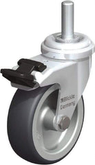 Blickle - 3" Diam x 63/64" Wide x 3-27/32" OAH Stem Mount Swivel Caster with Brake - Rubber Elastomer (TPE), 165 Lb Capacity, Plain Bore Bearing, 3/8" Threaded Stem - USA Tool & Supply