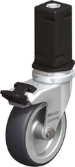 Blickle - 3" Diam x 63/64" Wide x 4" OAH Stem Mount Swivel Caster with Brake - Rubber Elastomer (TPE), 165 Lb Capacity, Plain Bore Bearing, Square Stem - USA Tool & Supply