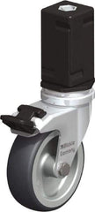 Blickle - 3" Diam x 63/64" Wide x 4" OAH Stem Mount Swivel Caster with Brake - Rubber Elastomer (TPE), 165 Lb Capacity, Plain Bore Bearing, Square Stem - USA Tool & Supply