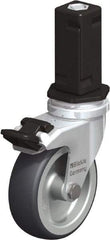 Blickle - 3" Diam x 63/64" Wide x 4" OAH Stem Mount Swivel Caster with Brake - Rubber Elastomer (TPE), 165 Lb Capacity, Plain Bore Bearing, Square Stem - USA Tool & Supply