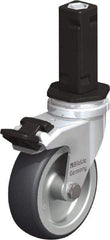 Blickle - 3" Diam x 63/64" Wide x 4" OAH Stem Mount Swivel Caster with Brake - Rubber Elastomer (TPE), 165 Lb Capacity, Plain Bore Bearing, Square Stem - USA Tool & Supply