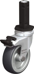 Blickle - 3" Diam x 63/64" Wide x 4" OAH Stem Mount Swivel Caster with Brake - Rubber Elastomer (TPE), 165 Lb Capacity, Plain Bore Bearing, Square Stem - USA Tool & Supply