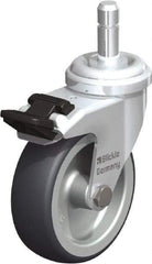 Blickle - 3" Diam x 63/64" Wide x 3-55/64" OAH Stem Mount Swivel Caster with Brake - Rubber Elastomer (TPE), 165 Lb Capacity, Plain Bore Bearing, Friction Stem - USA Tool & Supply