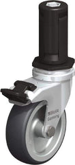 Blickle - 3" Diam x 63/64" Wide x 4" OAH Stem Mount Swivel Caster with Brake - Rubber Elastomer (TPE), 165 Lb Capacity, Plain Bore Bearing, Round Stem - USA Tool & Supply